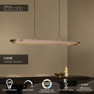 Lucide LIANE - Lámpara colgante - LED Regul. - CCT - 2x40W 2700K/4000K - Marrón óxido | Vibes